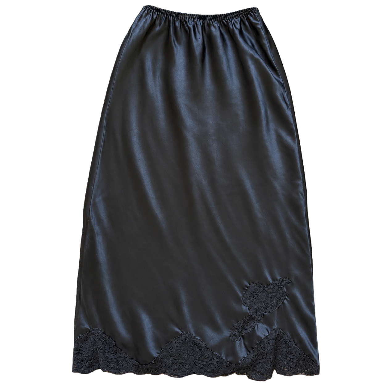 Lace-Trim Satin Maxi Skirt