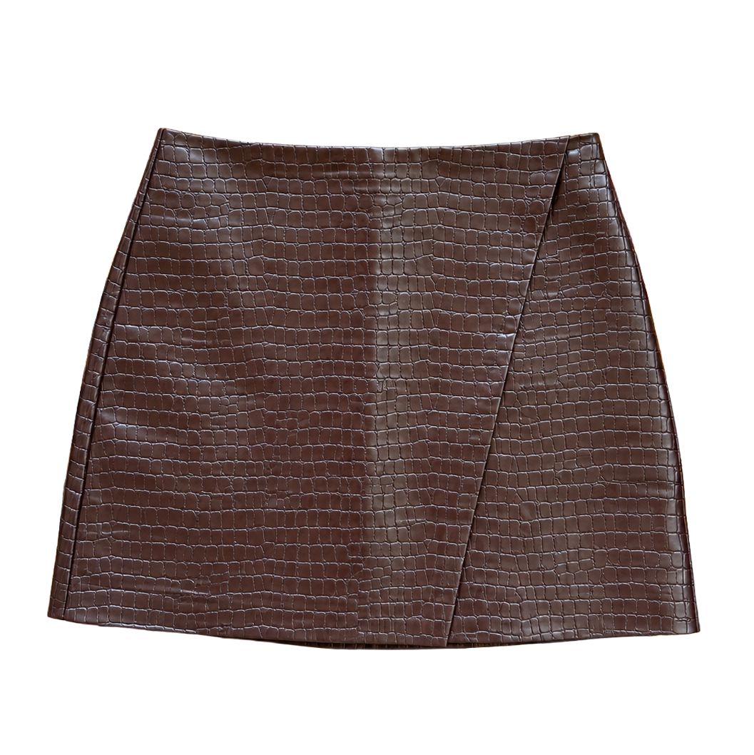 Croc Embossed Mini Skirt S
