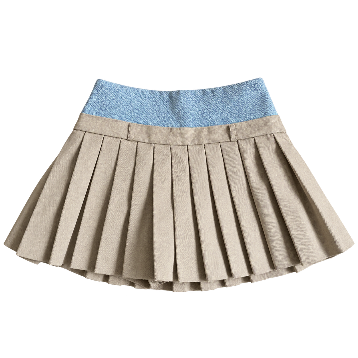 Contrast Waist Pleated Mini Skirt S