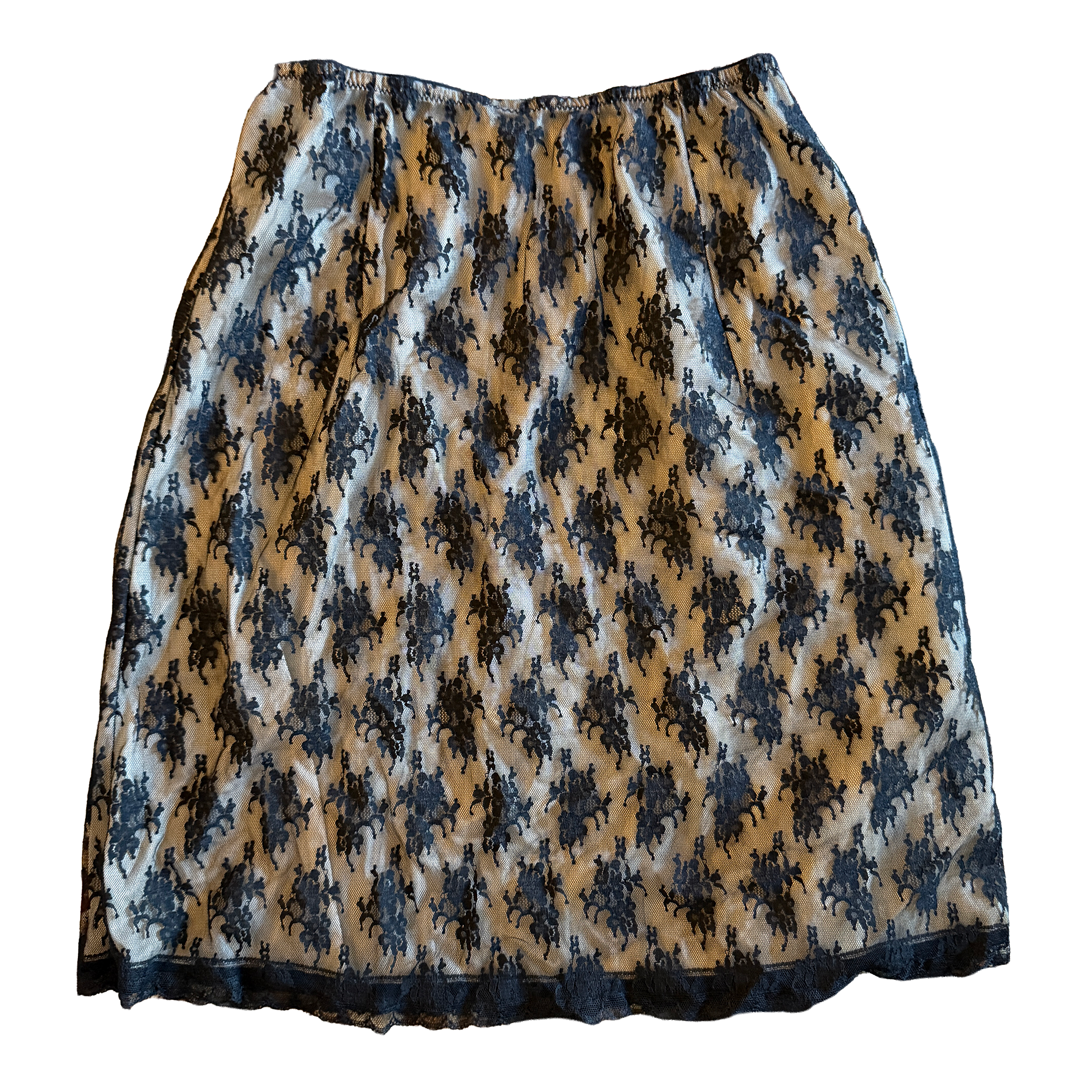 Sheer Lace A-Line Midi Skirt