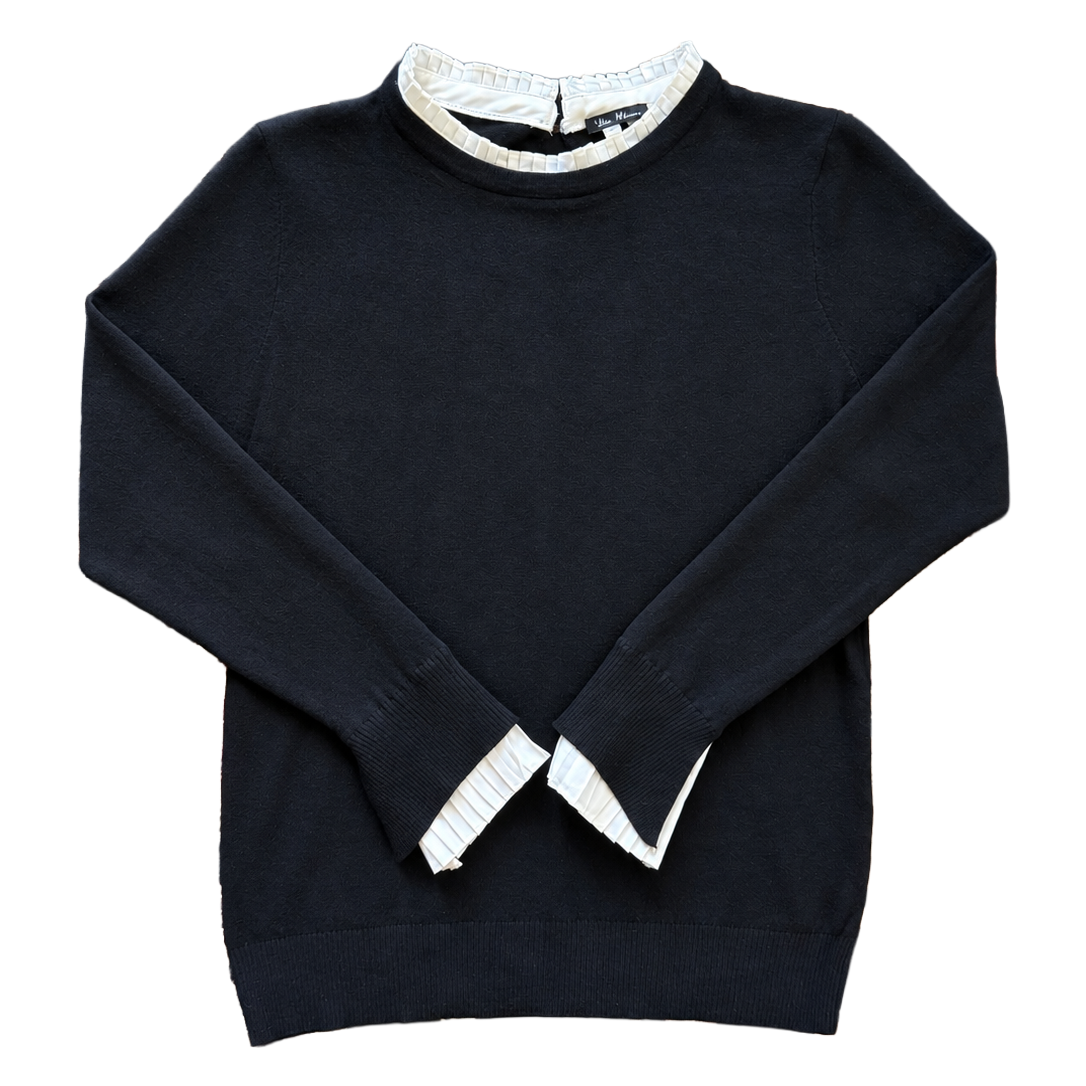 Contrast Ruffle-Trim Sweater M