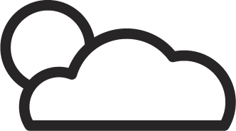 Icon of a cloud with a smaller circle representing the sun