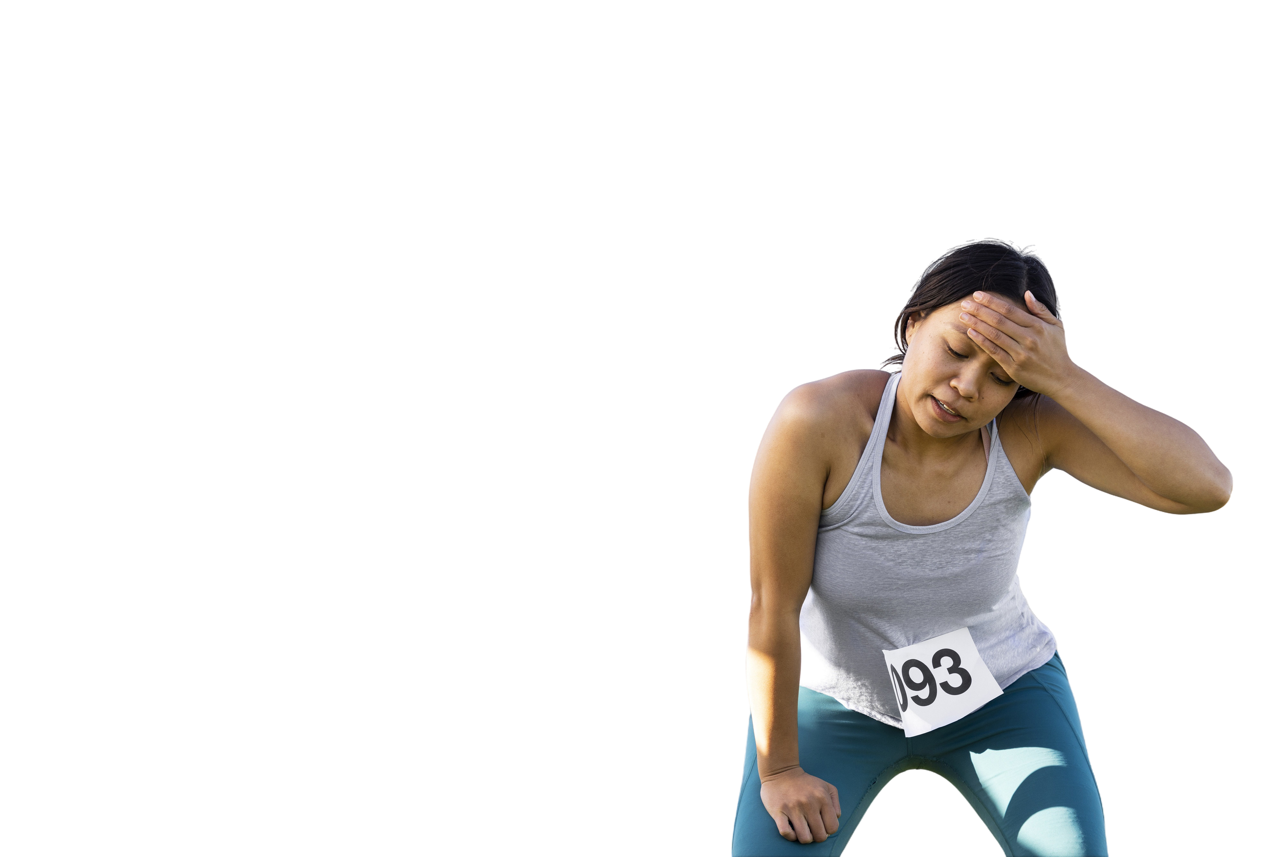 Runner pausing to recover mid-race during a Run Collective corporate event.