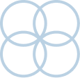 Abstract icon showing overlapping circles to represent design-driven