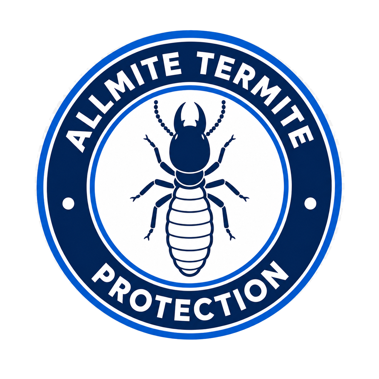 All-White Territory Protection badge with a blue border and a centipede illustration in the center.