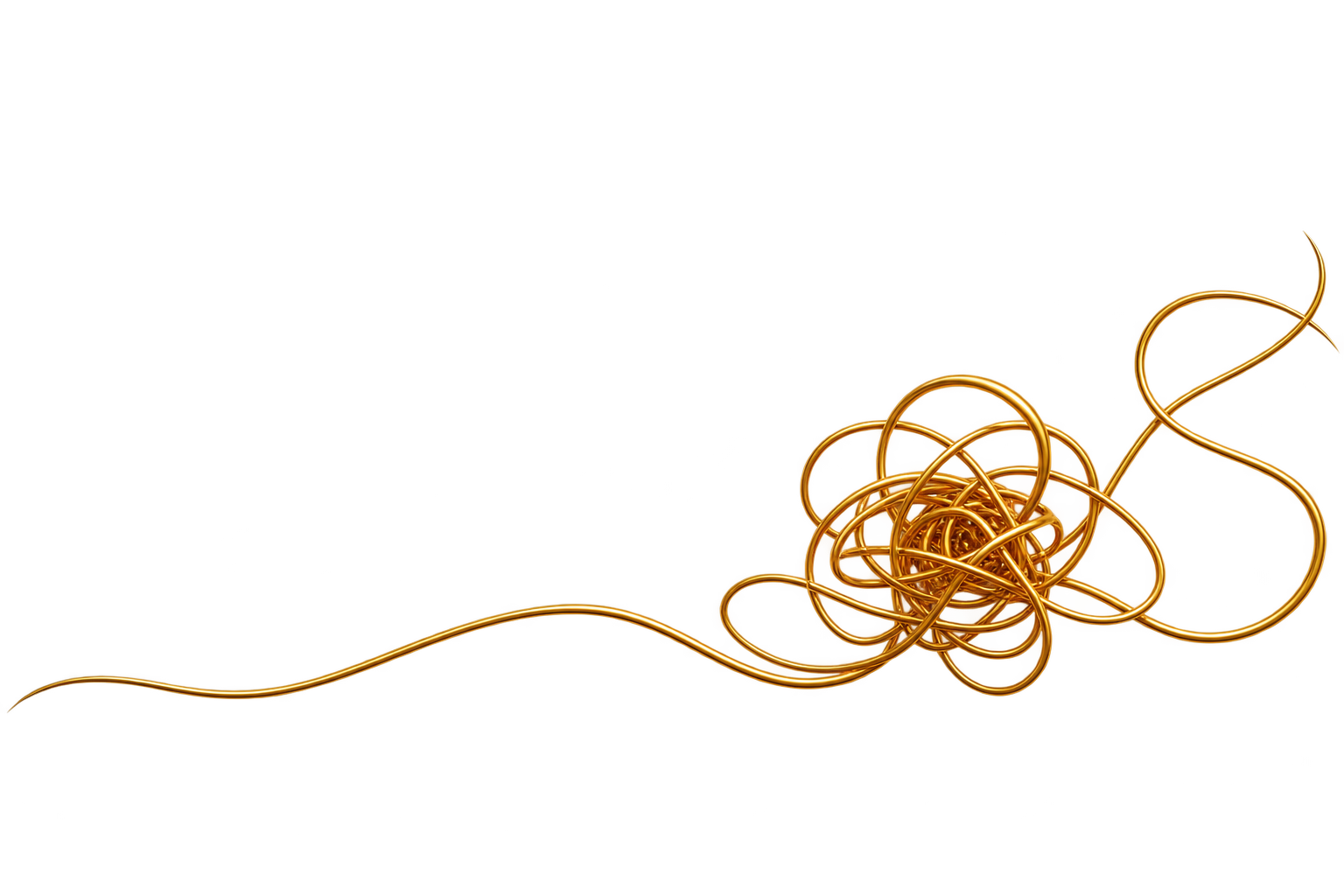 Gold thread emerging from a tangled knot, representing finding clarity in the complicated parts of work and life.