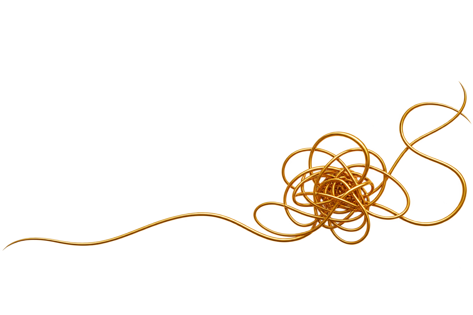 Tangled gold thread illustration representing the People Untangled concept.