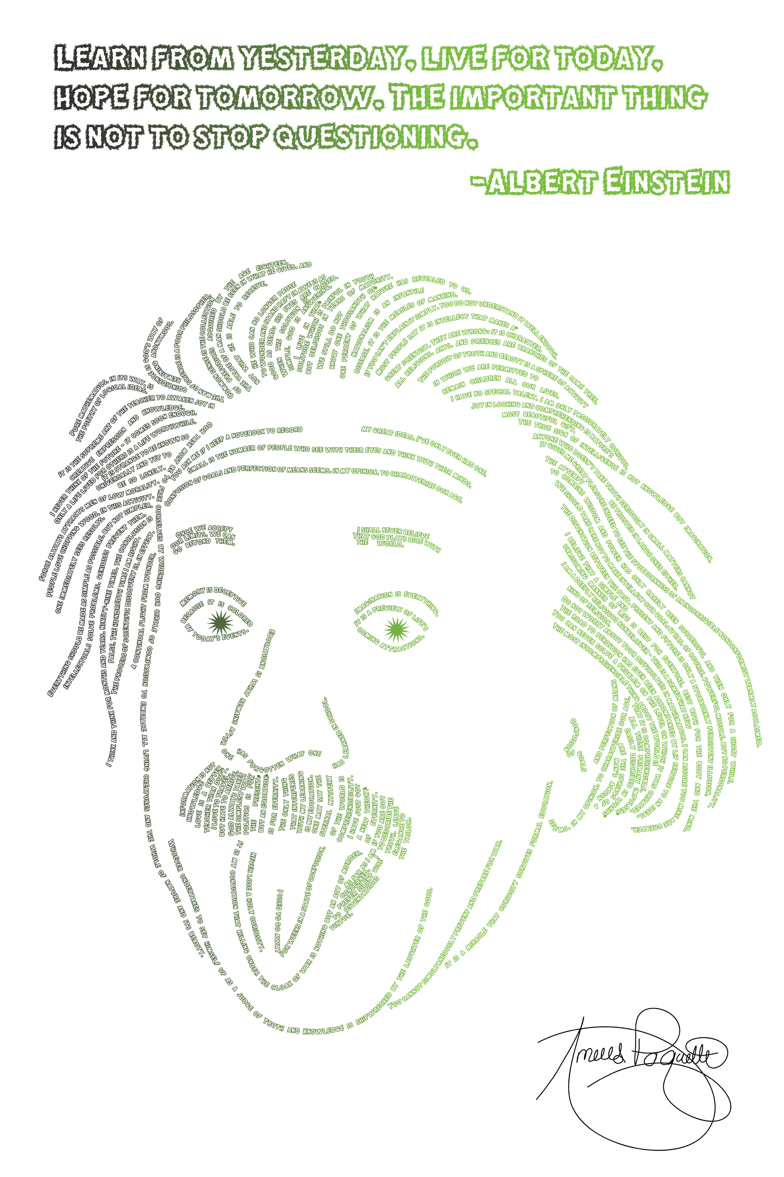 Einstein Typography Portrait 12x18 Print