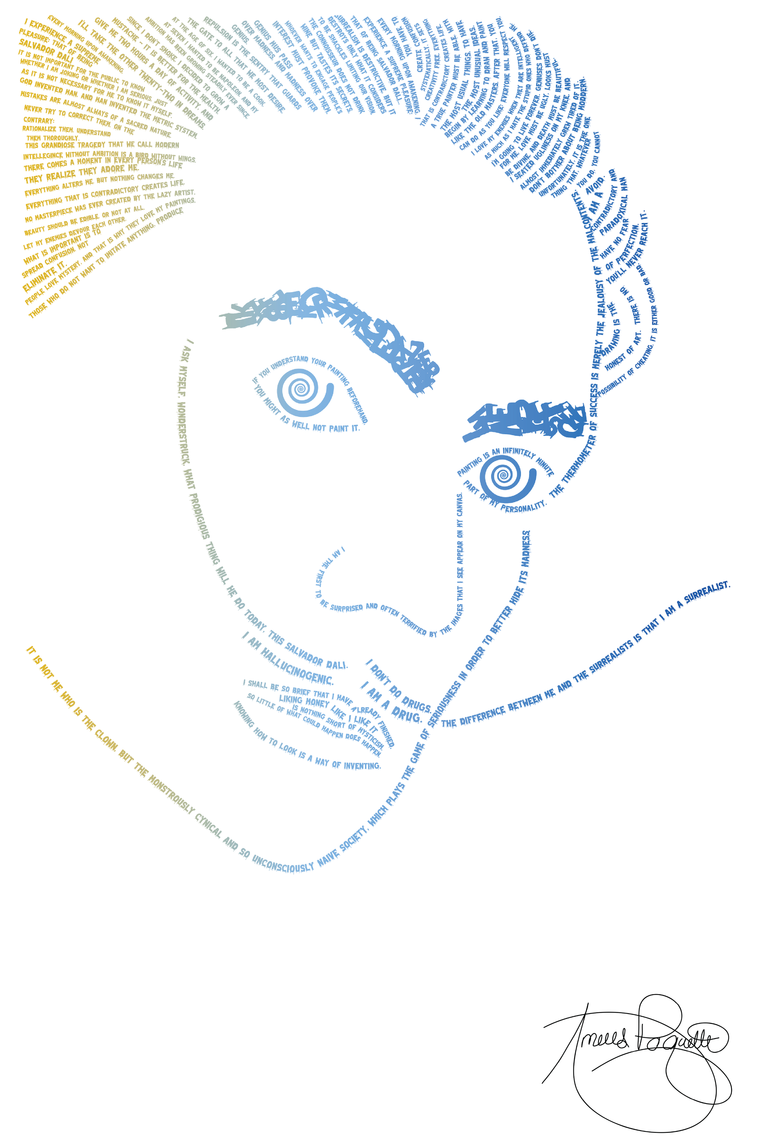 Salvador Dali Typography Portrait 12x18
