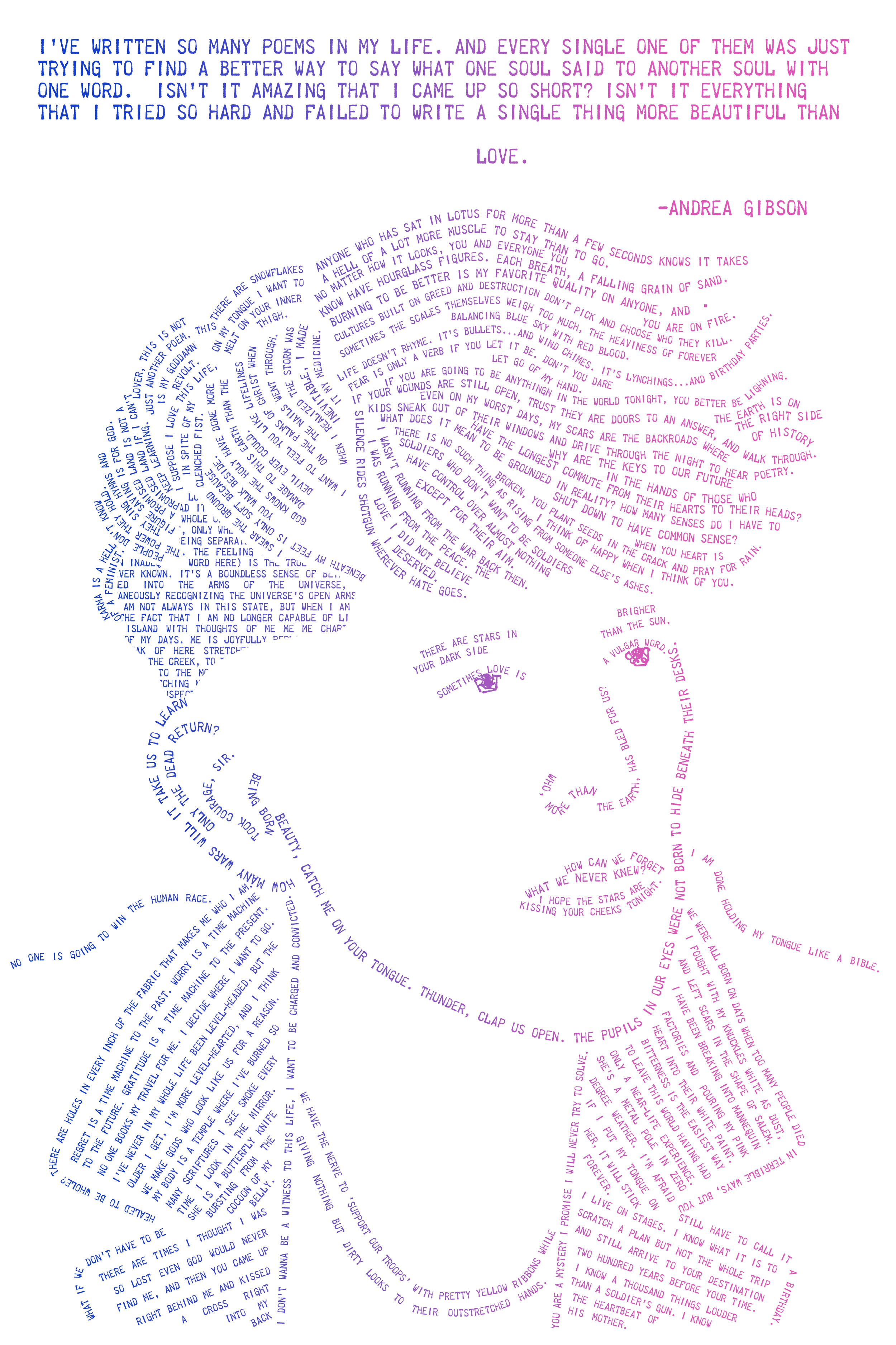 Andrea Gibson Typography Portrait 12x8 Print