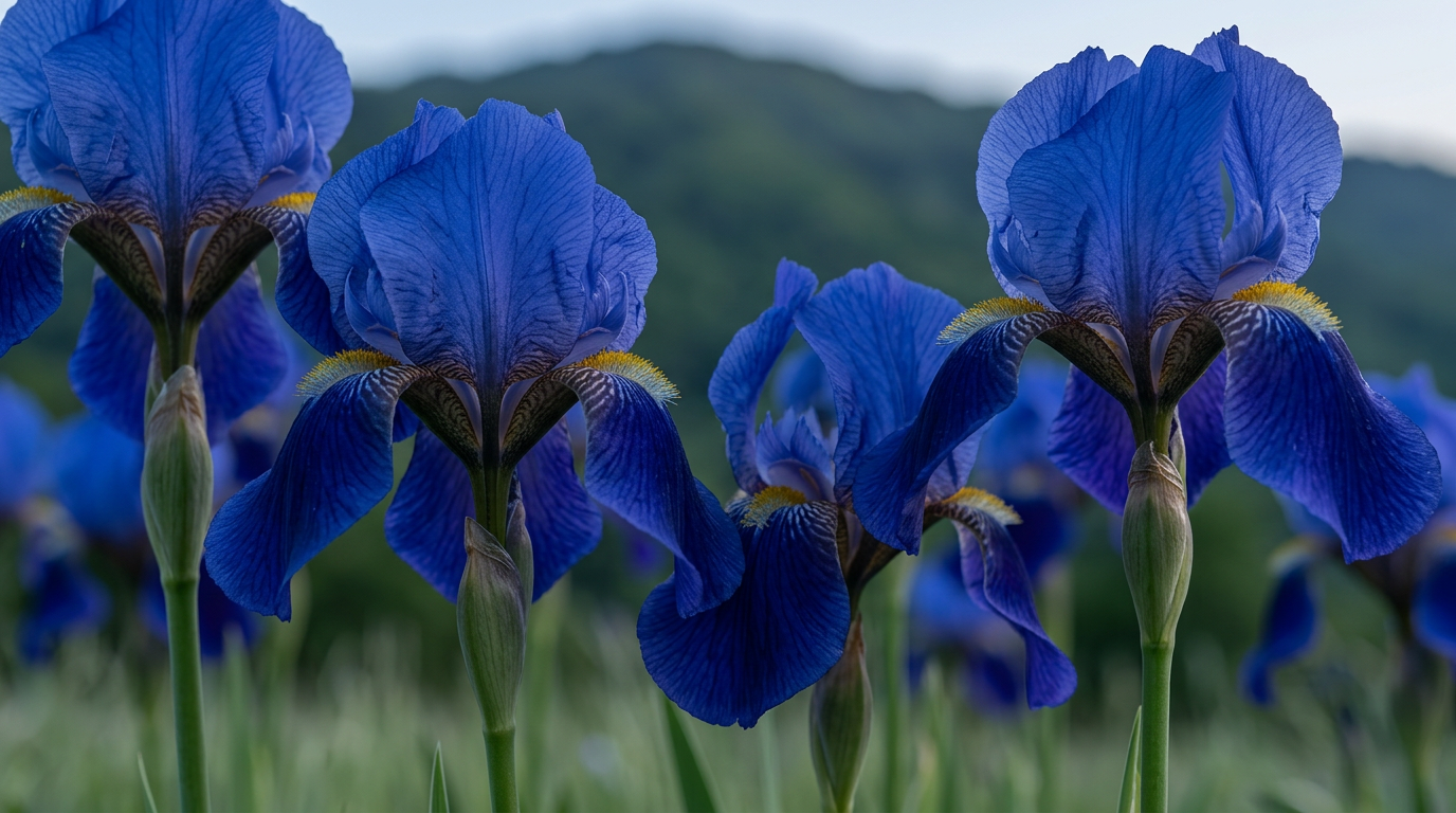 Blue iris flowers
