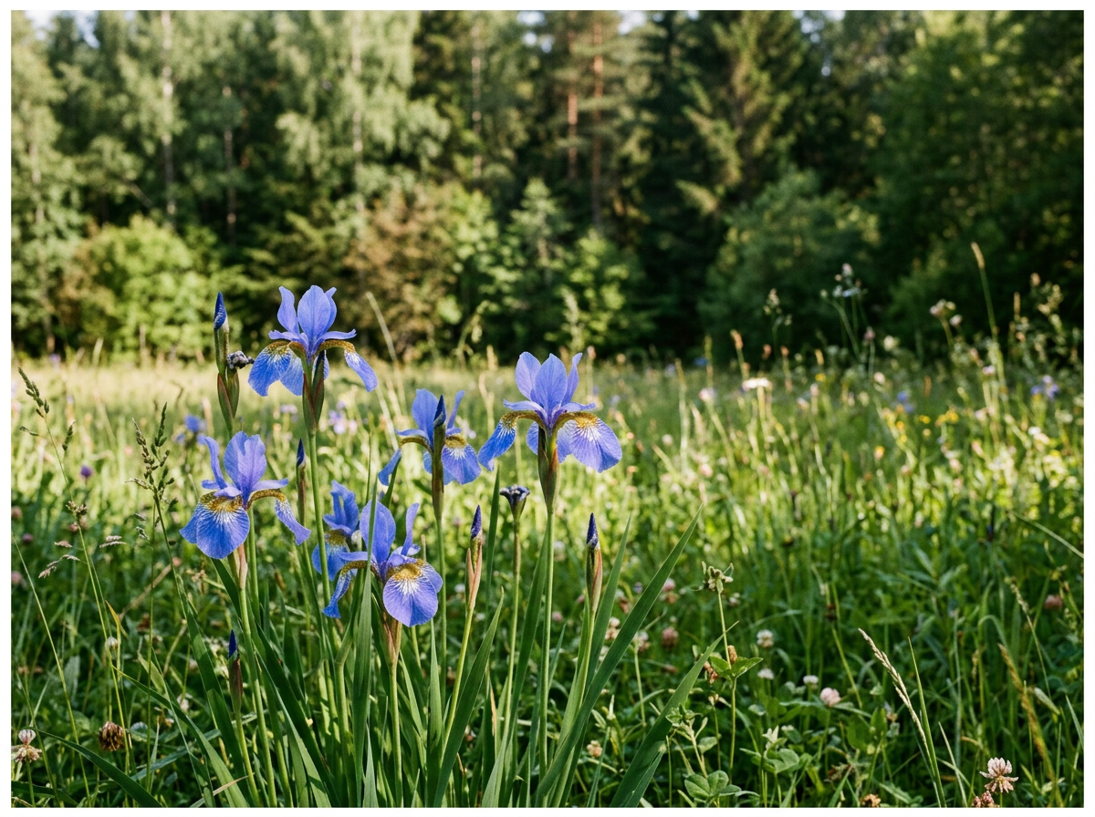 Blue iris flowers