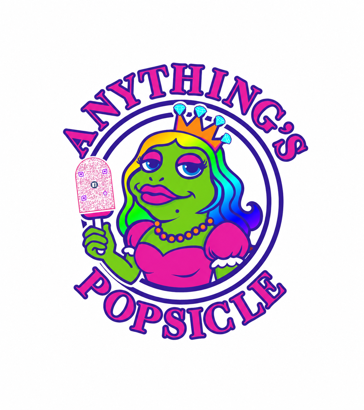 anything's popsicle image of frog with crown logo