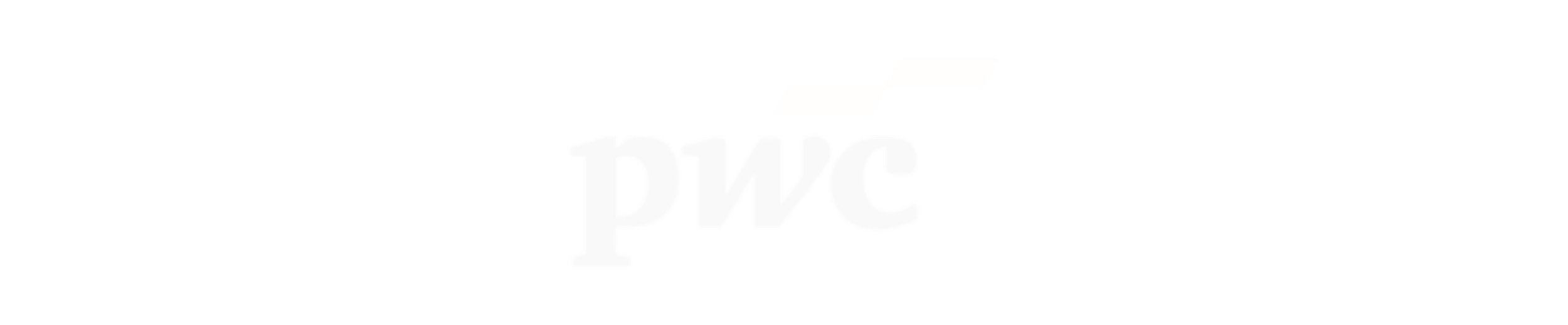Distorted 3D text logo of the company 'PWC' on a black background.