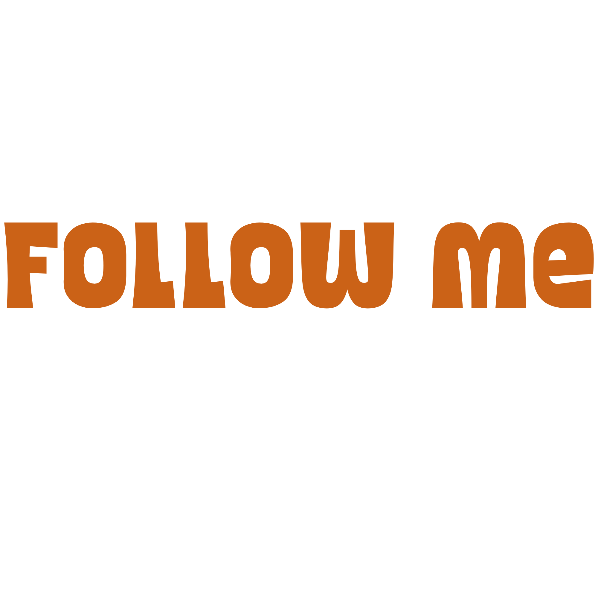 Logo with a stylized black mountain, and the words 'Follow me' with the 'Follow' in orange and 'me' in black.