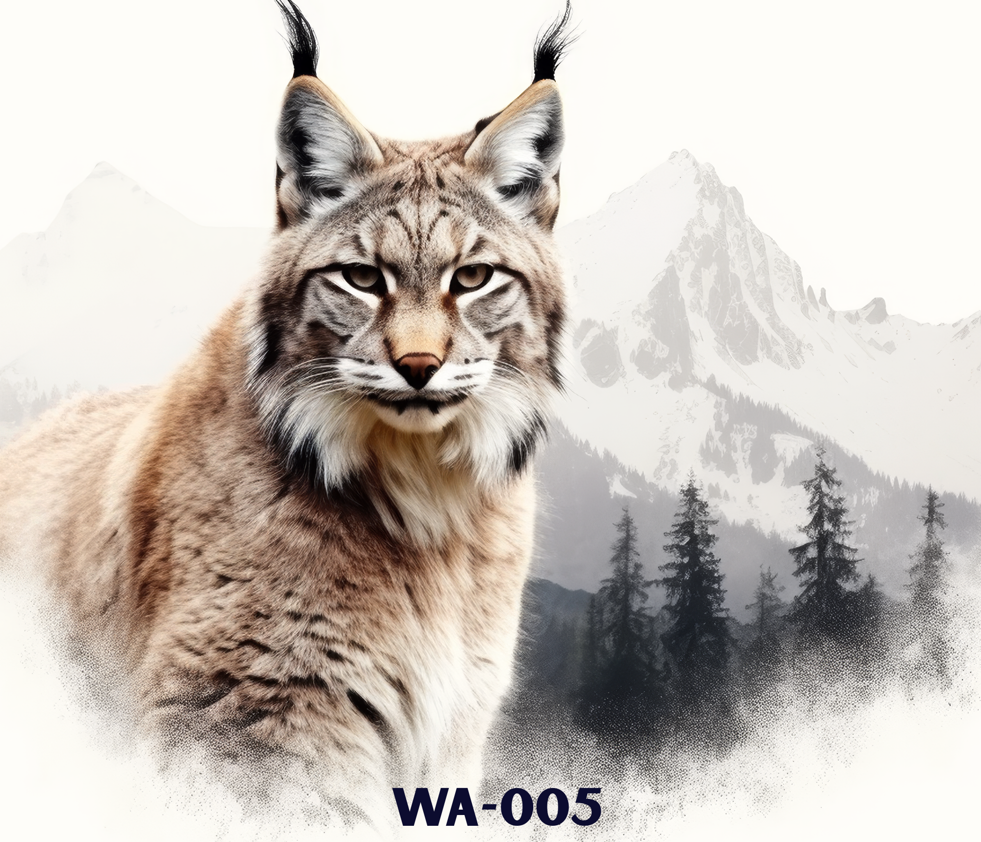 Close-up of a lynx with a mountain range background