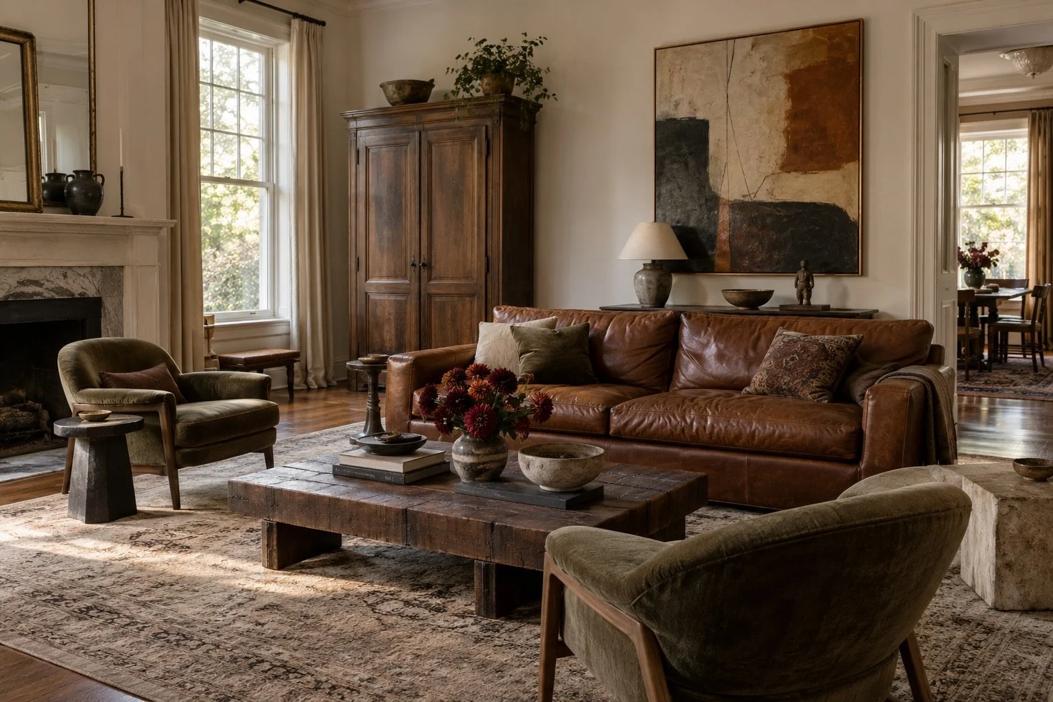 A beautifully staged living room by Joshua. Collected, Never Contrived. A room should feel like it came together over time with a little age, a little tension, and at least one piece that makes you look twice.

#PennyAndMurphyCo #CollectedInteriors #