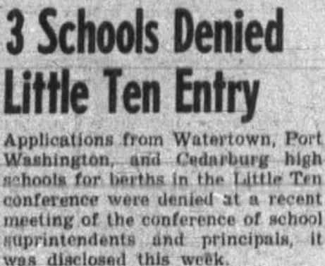 News article, Headline 3 Schools Denied Little Ten Entry
