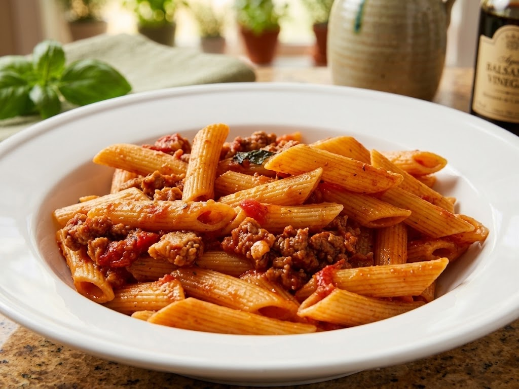 Penne with Italian Sausage in San Marzano Sauce