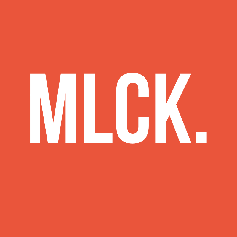 The image has the word 'MLCK.' in large white letters on an orange background.