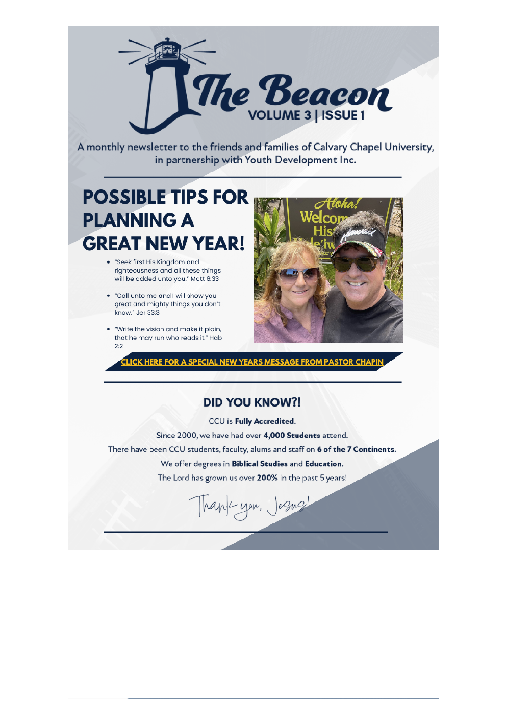 The Beacon Volume 3 Issue 1 newsletter cover