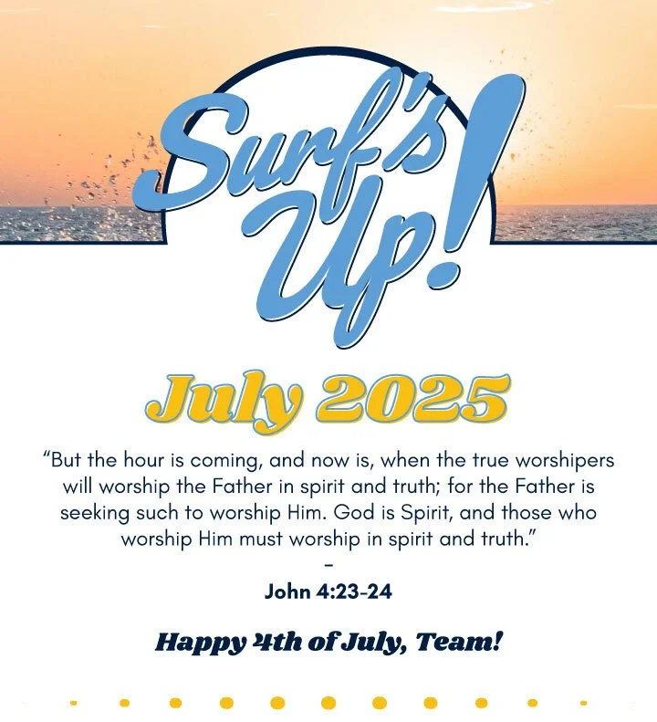 Surf's Up July 2025 newsletter cover.