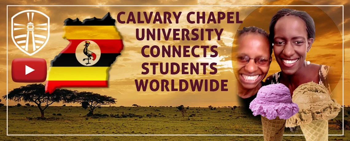 Original Calvary Chapel University artwork introducing the Kampala, Uganda student video