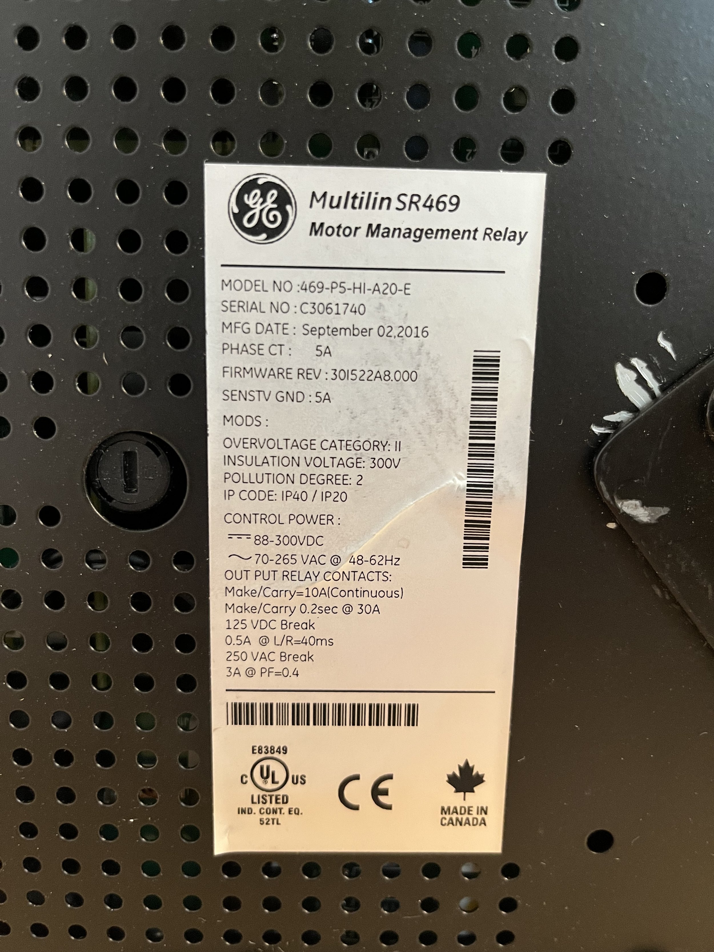 Multilin SR469 Motor Management Relay