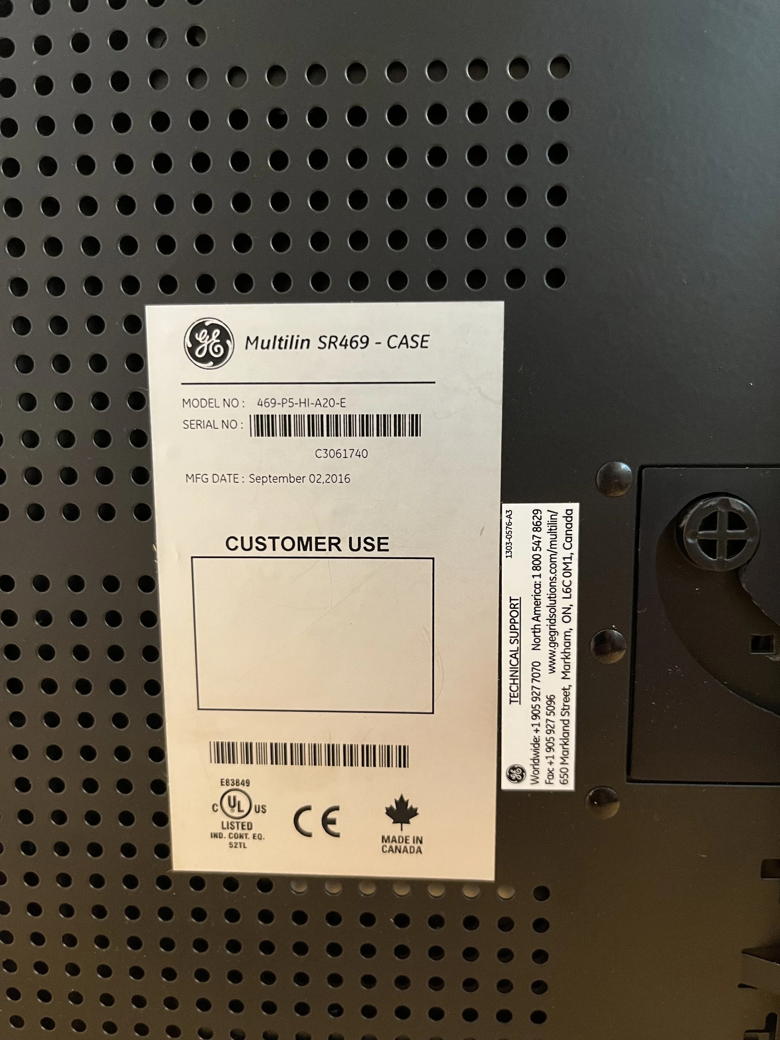 Multilin SR469 Motor Mangement Relay