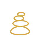 Stacked gold rings or stones in a spiral formation