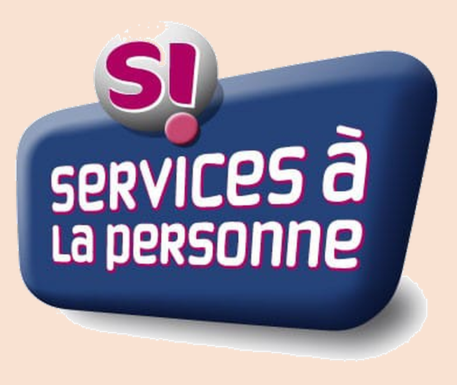 Logo avec texte en français 'Si services à la personne' et un symbole de point d'exclamation en rouge