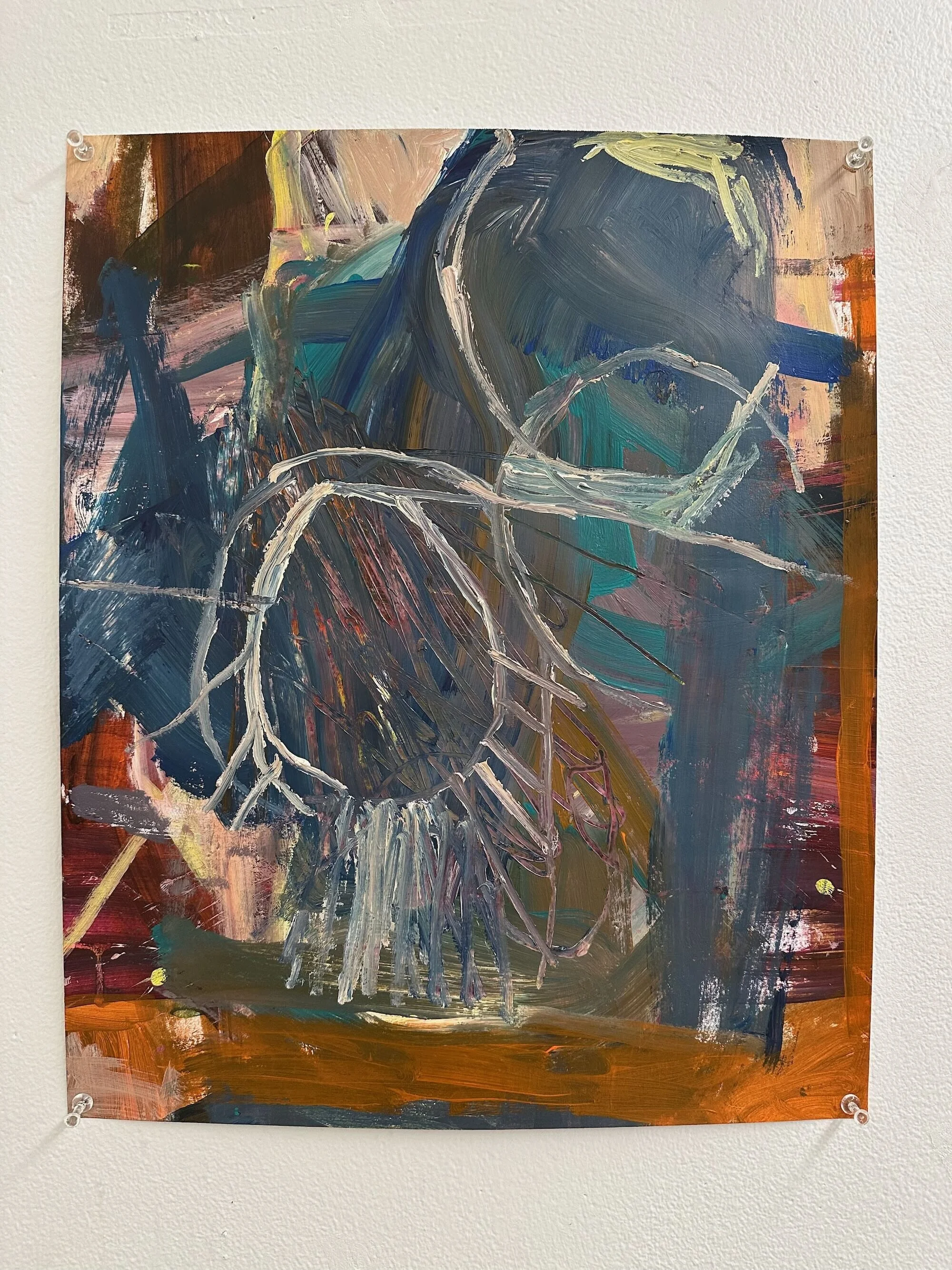 Cave heads, acrylic on paper, 17 x 14 in.
