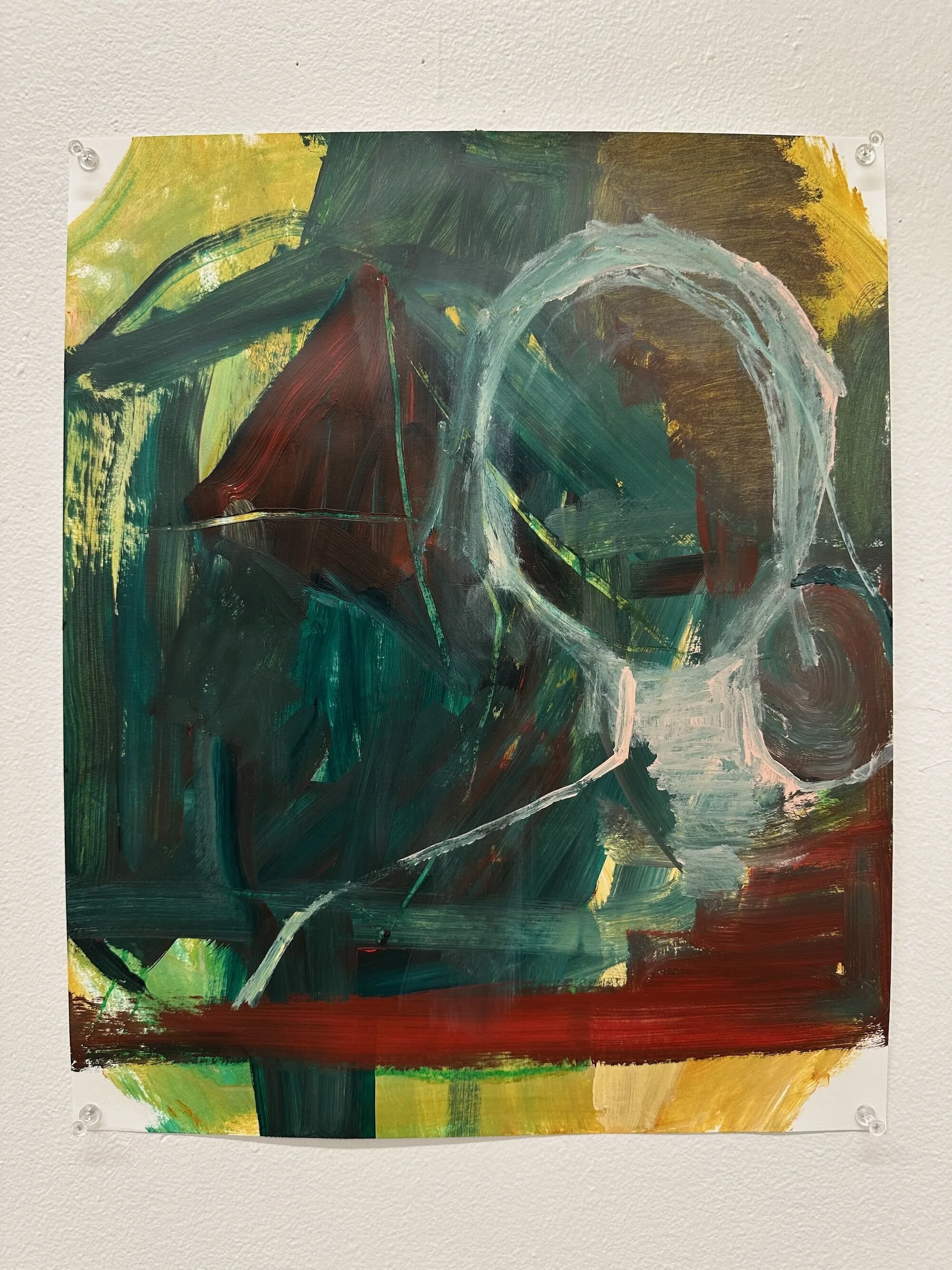 Self portrait, acrylic on paper, 17 x 14 in.
