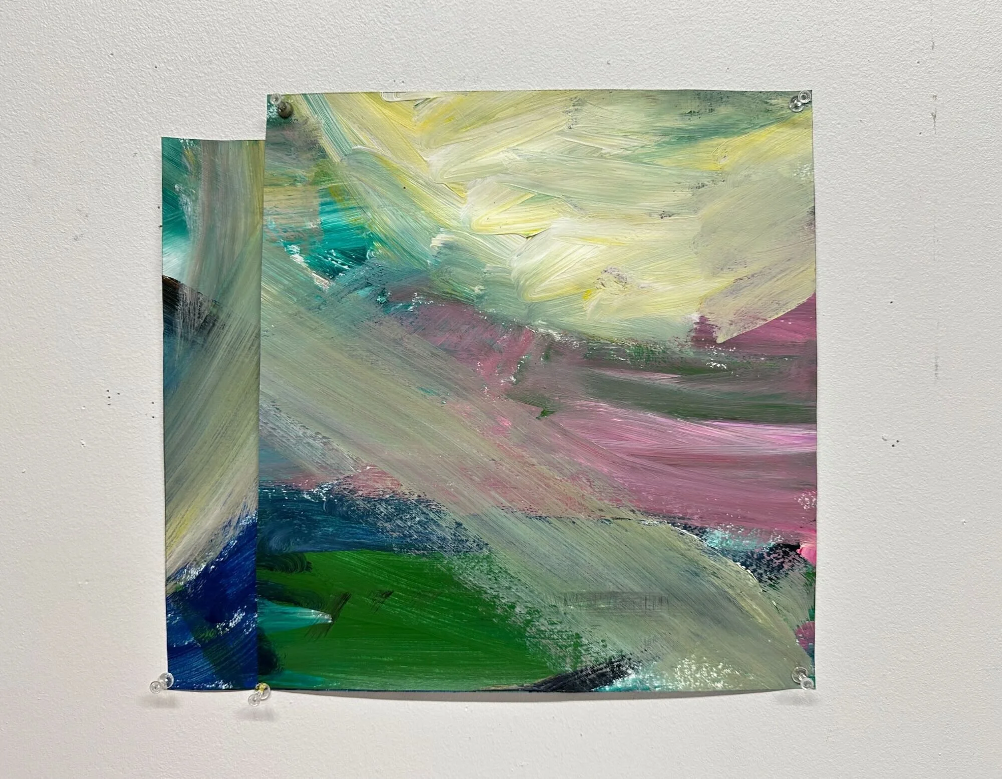 Over under, acrylic on paper, 13 x 14 in.