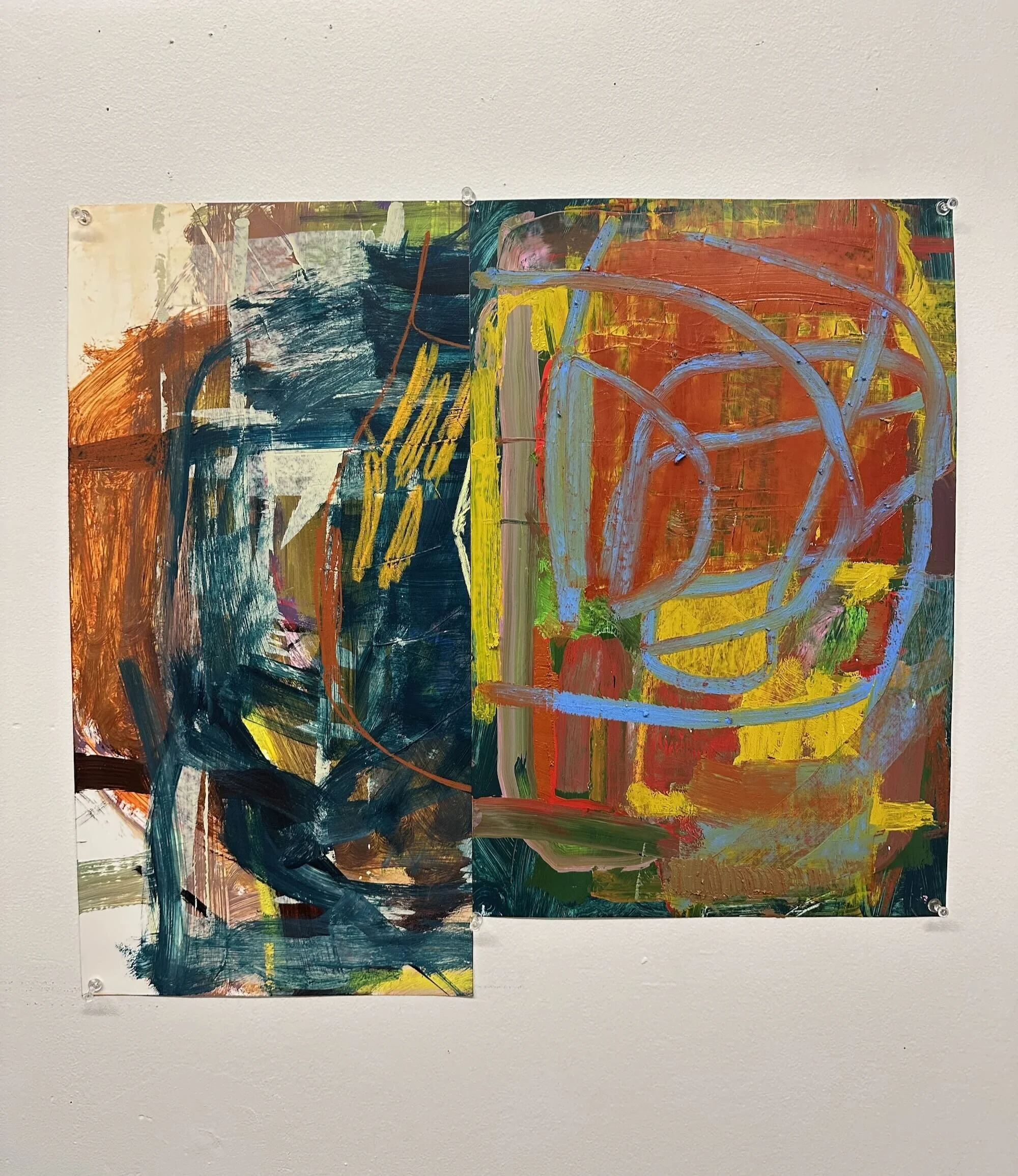 Mix & match, acrylic and oil on Yupo paper, 24 x 24 in.