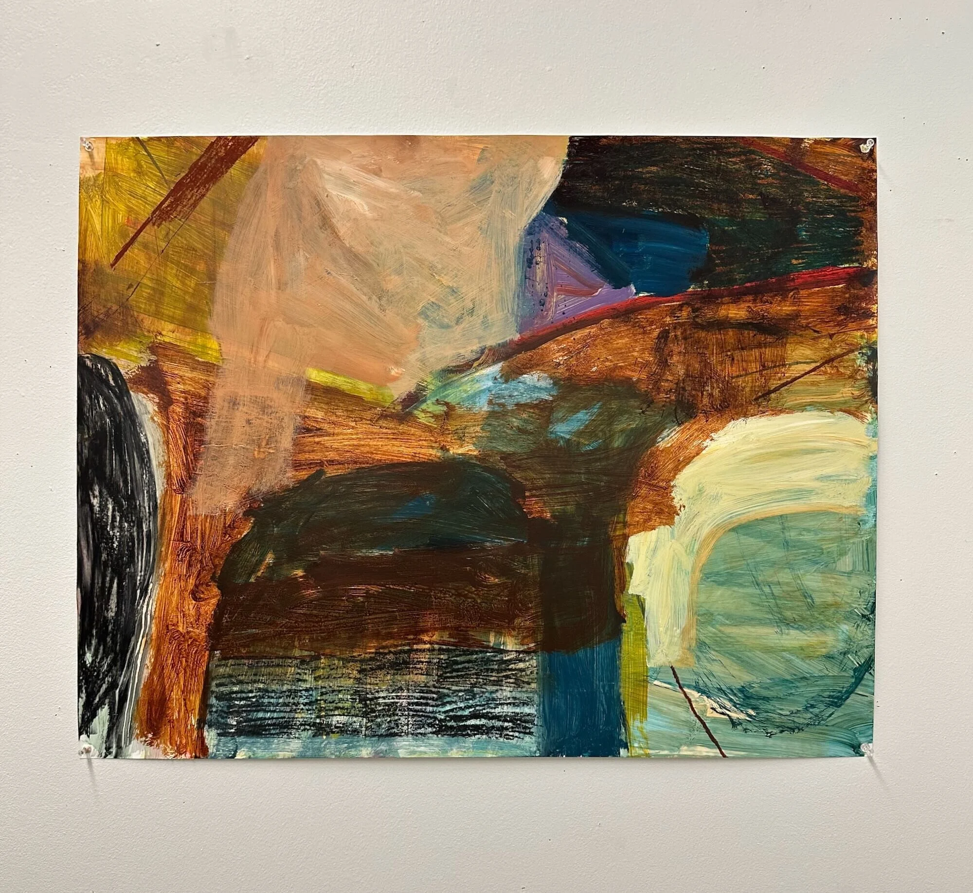 Kite fields and cartwheels, acrylic on Yupo paper, 24 x 30 in.