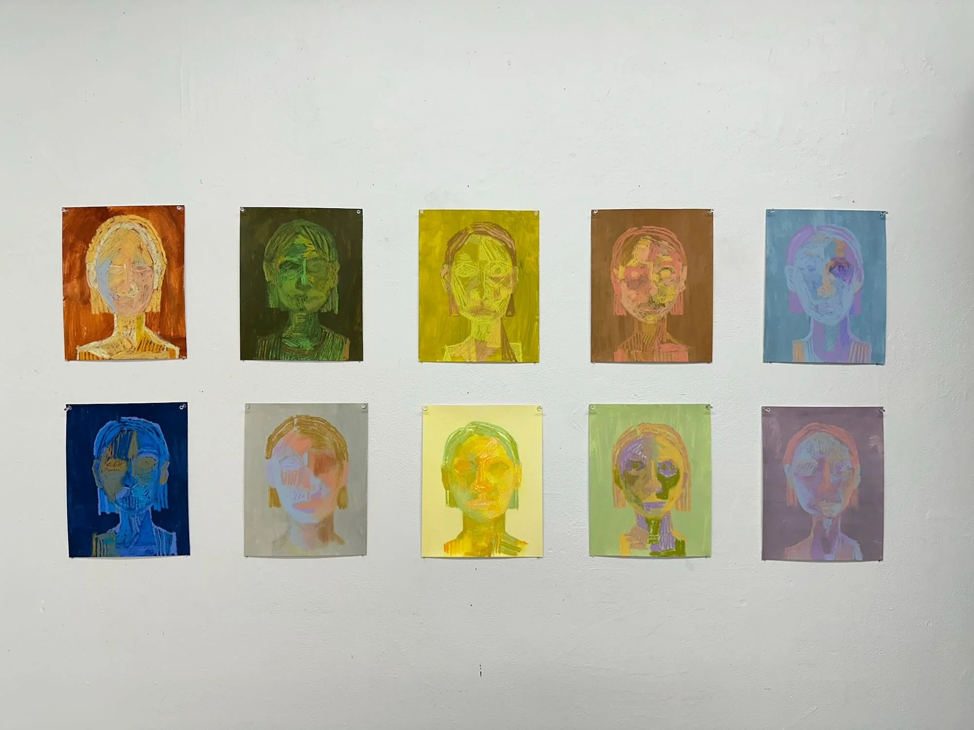 Studio wall, self portraits, MacLean 11th floor
