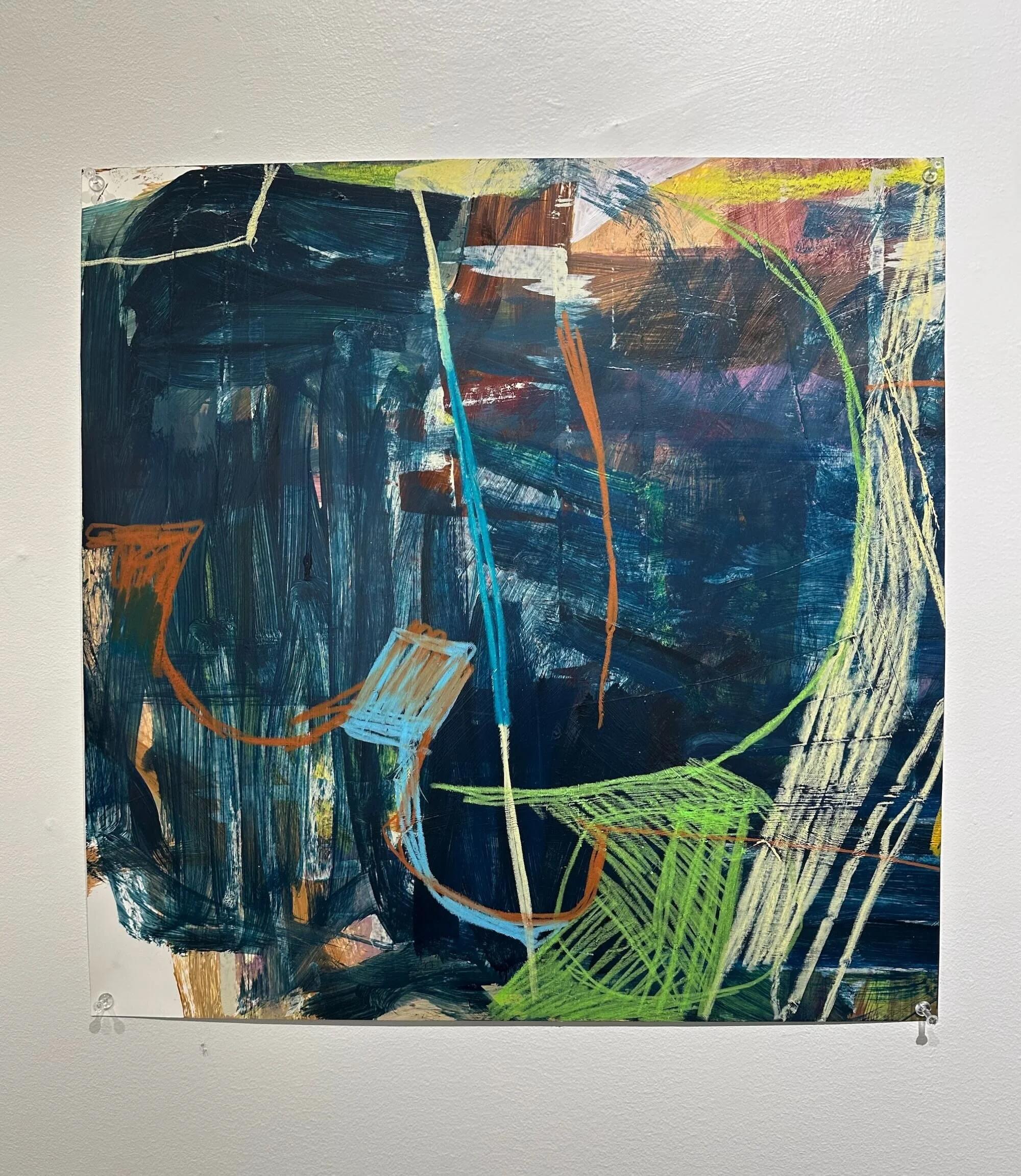 Thought process, acrylic and neocolor crayon on Yupo paper, 20 x 20 in.