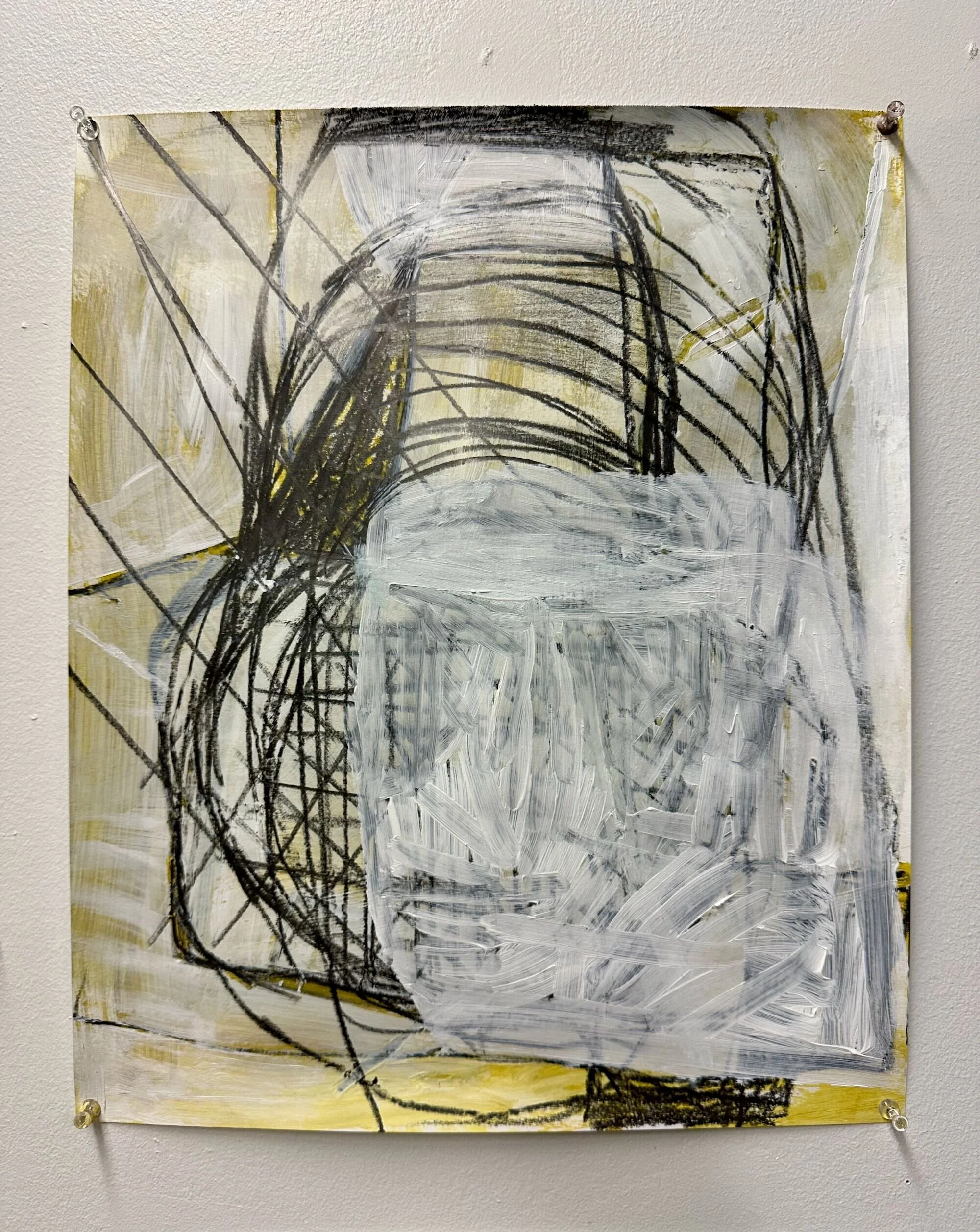 Fighting the System, acrylic and graphite crayon on paper, 17 x 14in.