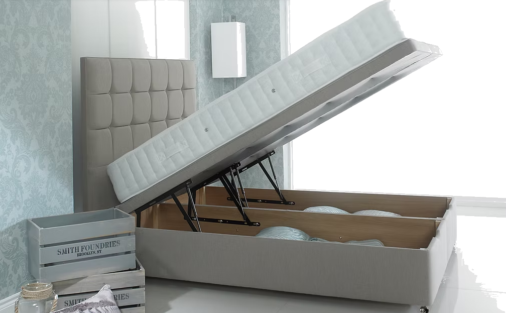 Relyon 180 Ottoman Storage with Contemporary Headboard in Denim