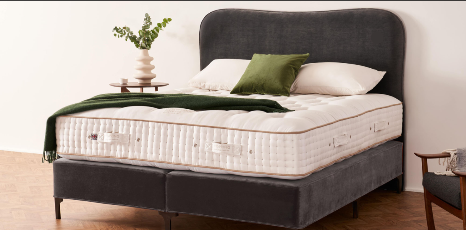 Vispring 182 Magnificence Medium Zip & Link with Atlas Headboard in Atlas Storm