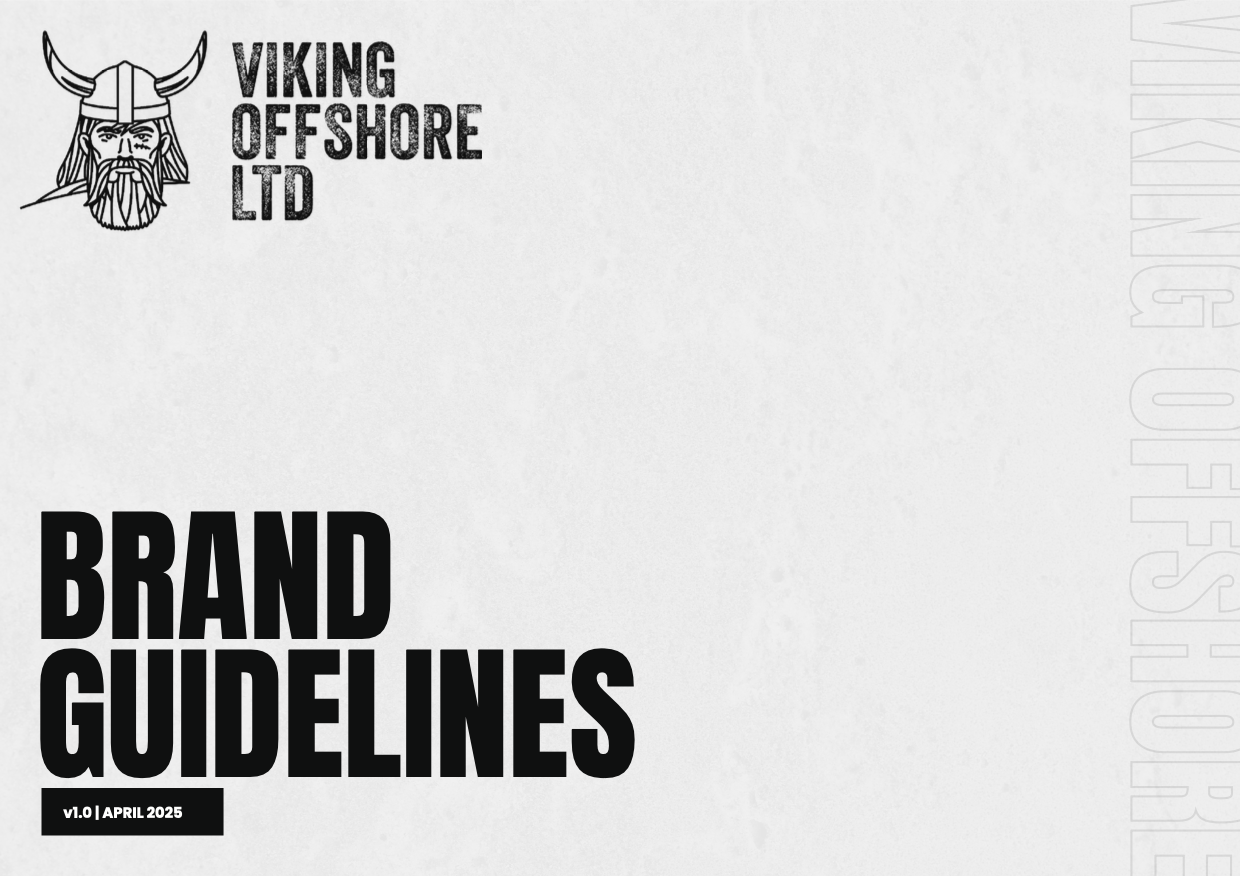 Cover page of a document titled 'Brand Guidelines' for Viking Offshore Ltd, April 2025.