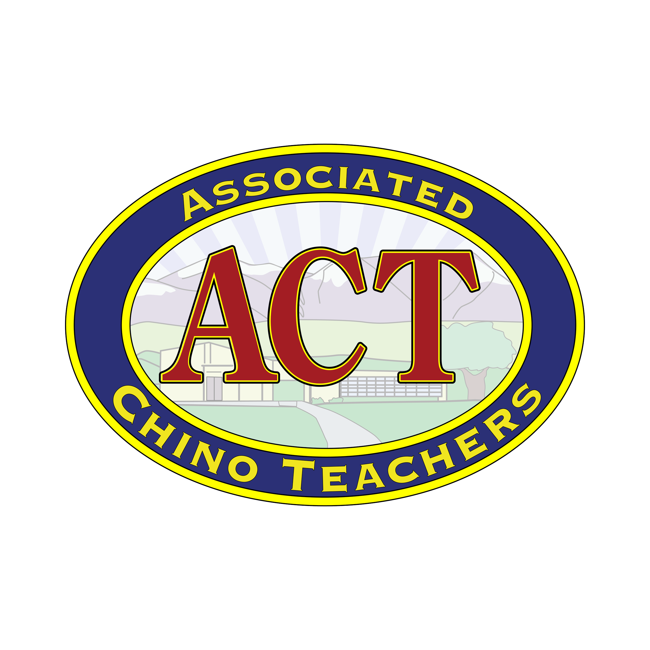 Close-up of a circular badge with a yellow and blue border, featuring the words 'Associate' and 'High Tech' and a logo in the center.