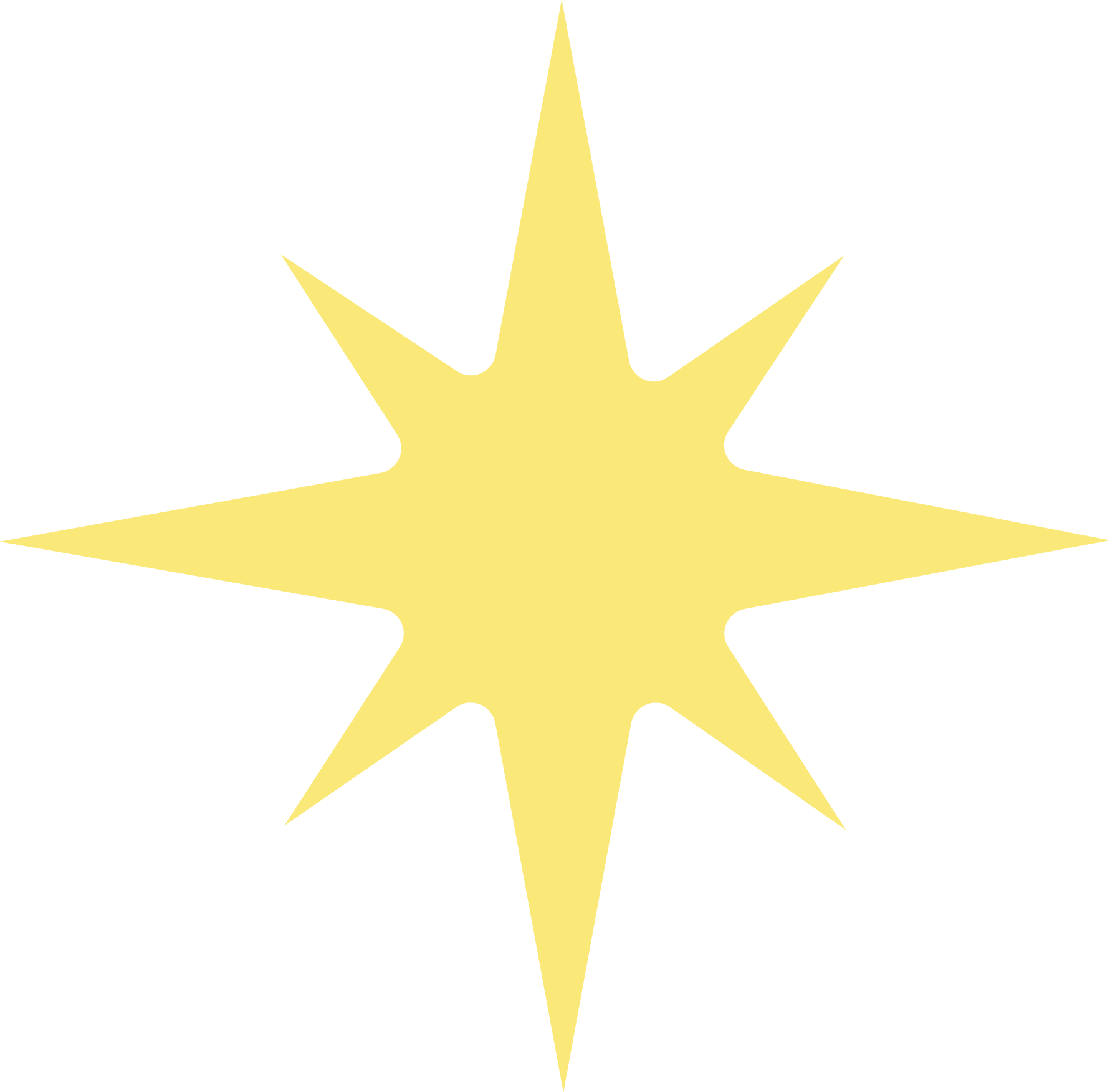 A yellow star-shaped badge with six points set against a black background.