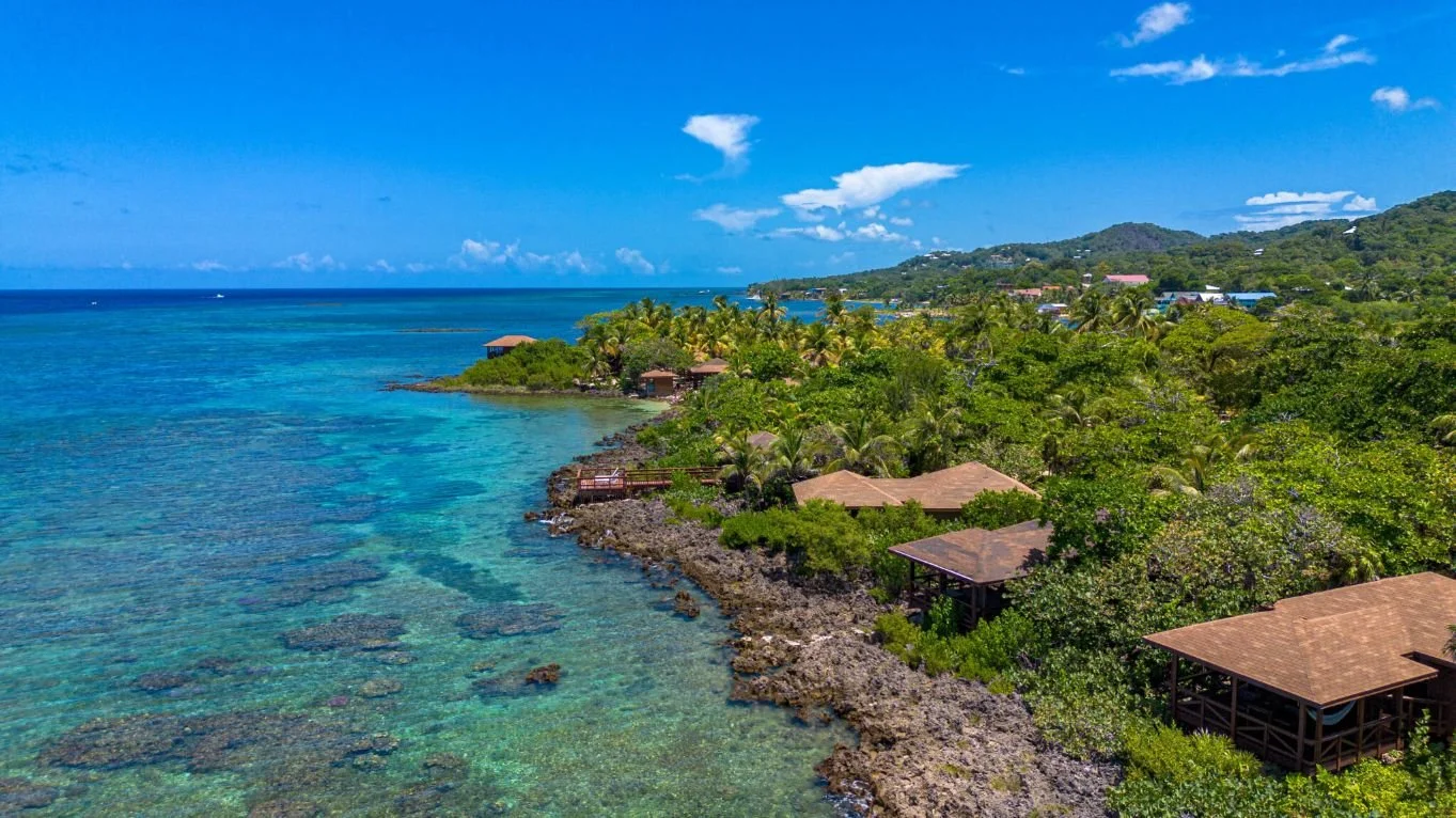 Aerial view of Anthony's Key Resort on Roatán, Honduras