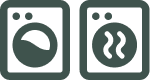 Laundry symbols for tumble drying and washing with hot water