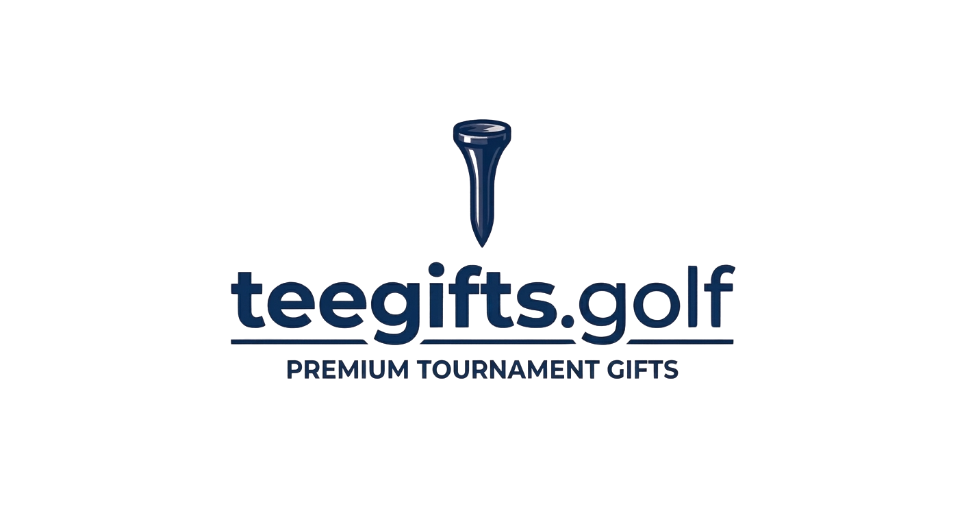 Logo for teegifts.golf featuring a golf tee and a golf ball, with the text 'teegifts.golf' and the tagline 'Premium Tournament Gifts'.