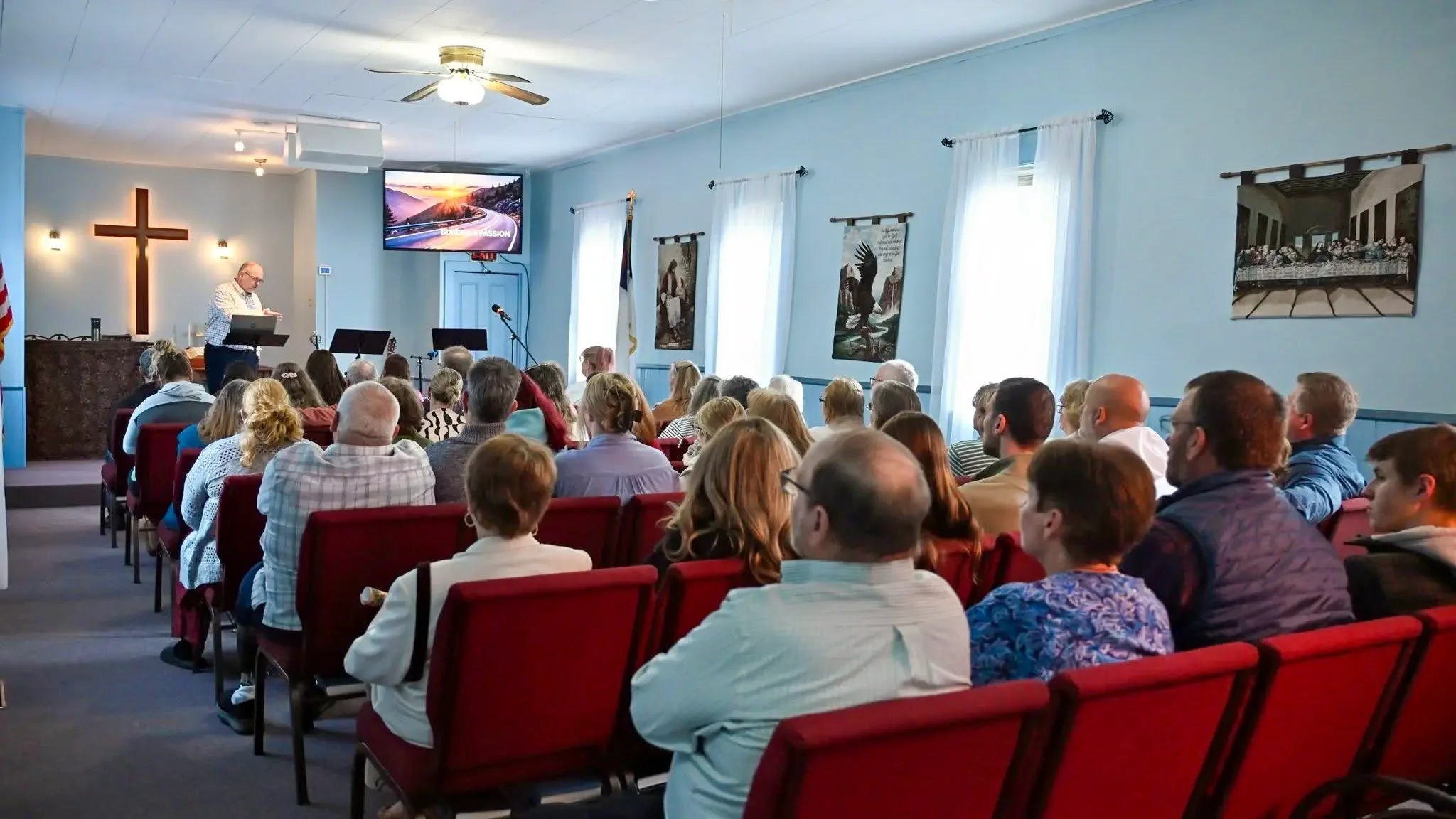 people in a church auditorium
