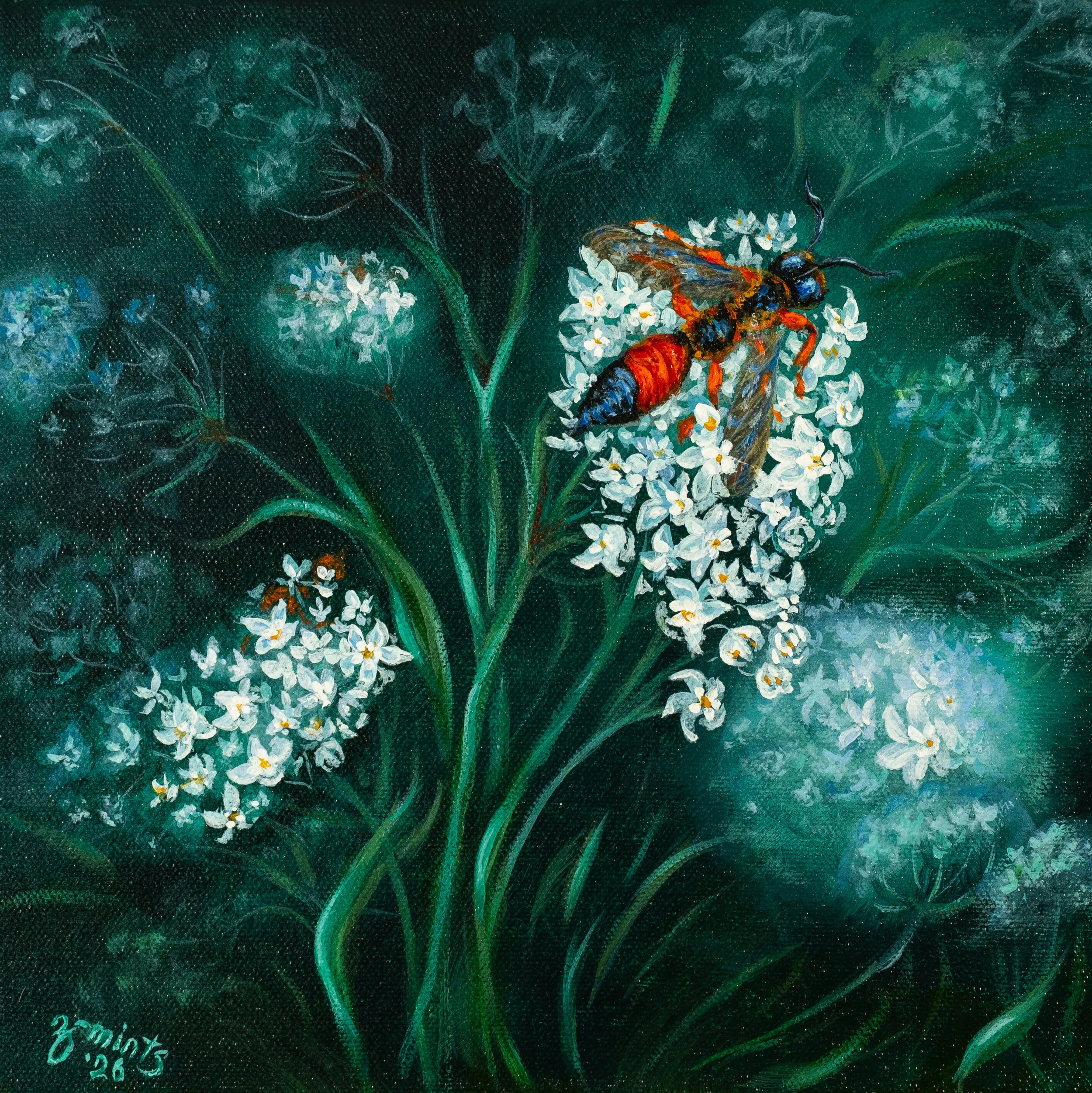 Bugs Hugs 2 | Acrylics on stretched canvas |12" x 12"