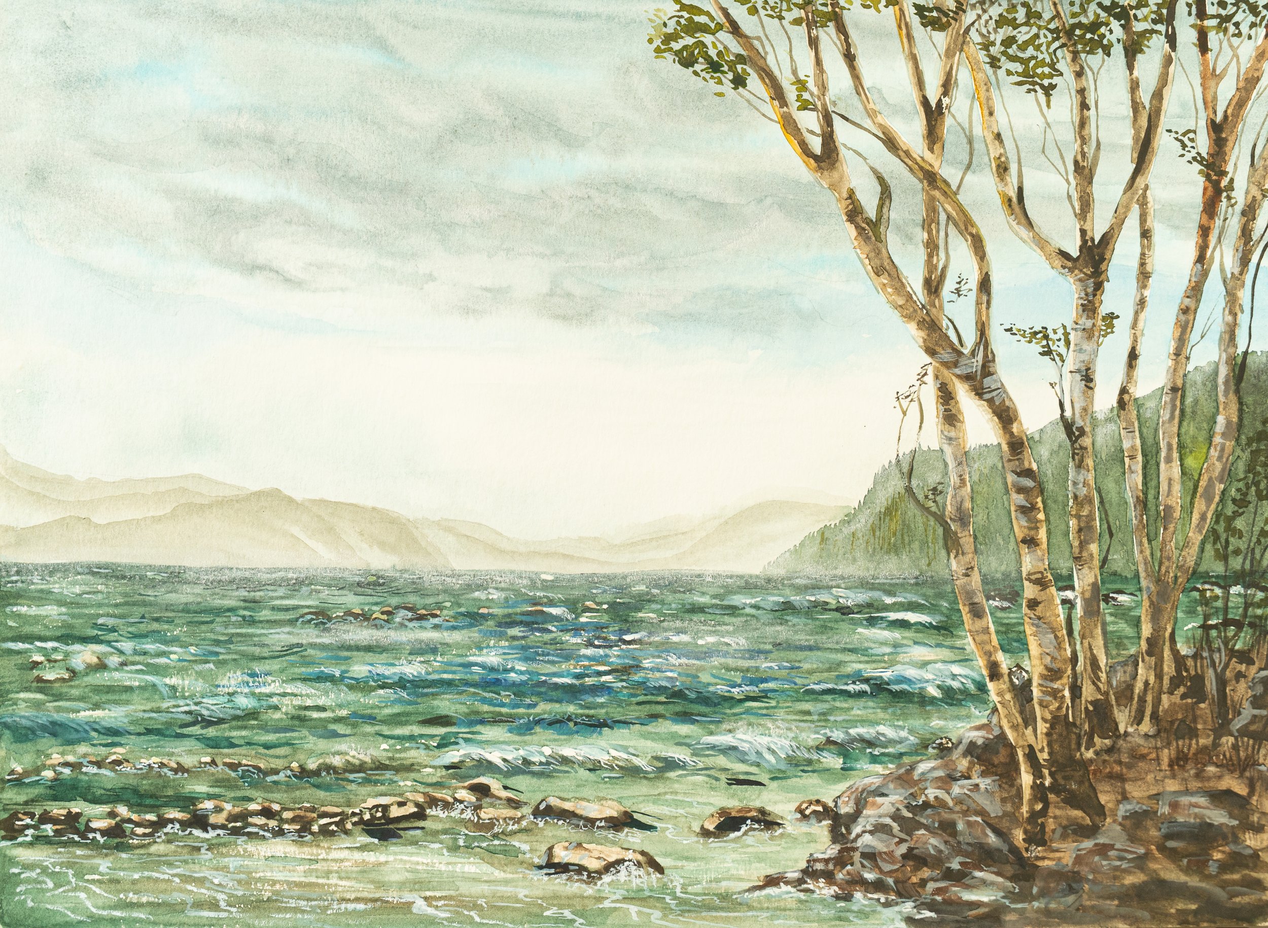 Loch (Scotland) | watercolor and soft pastels